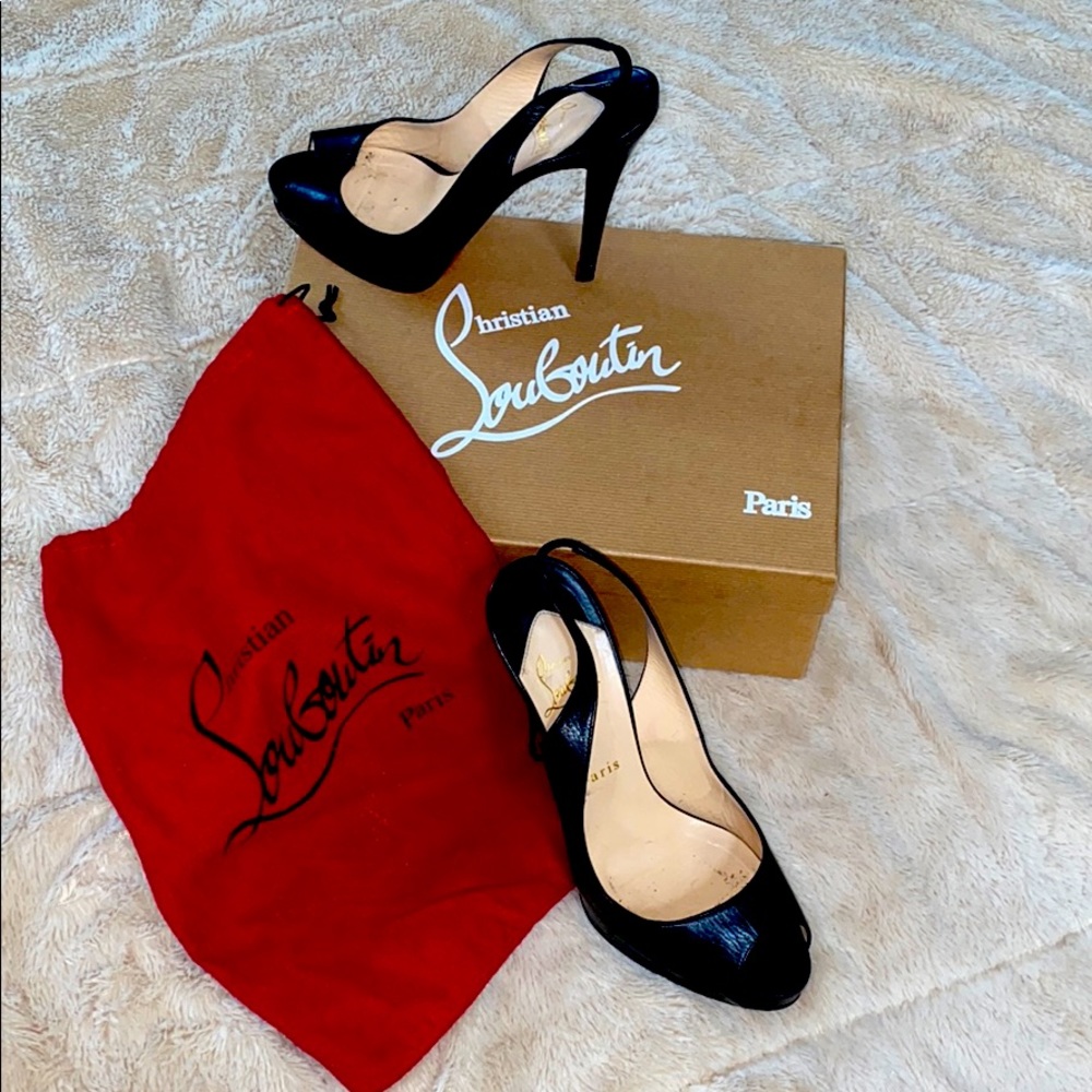 Louboutin No Prive leather slingback black pump